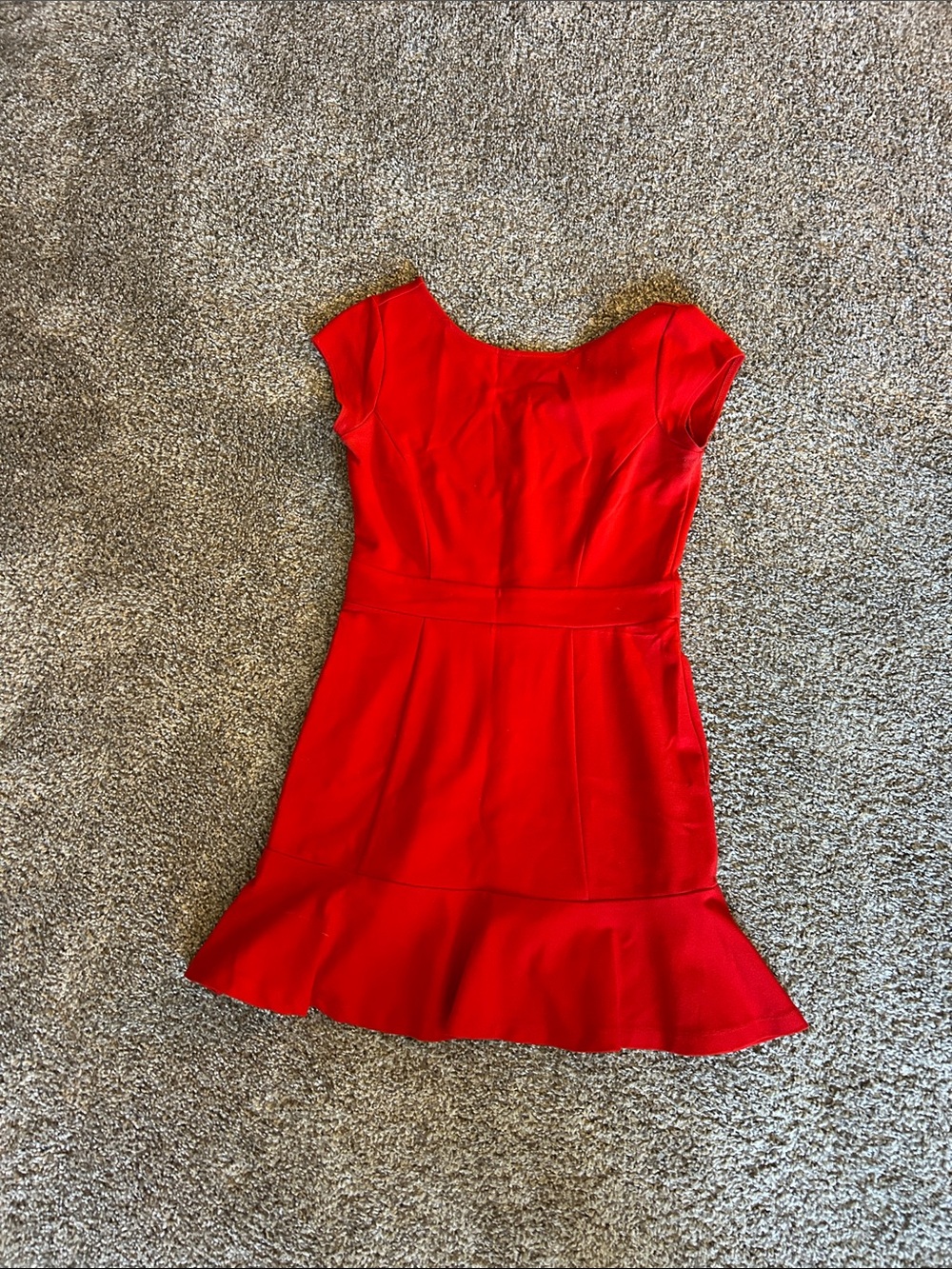 LOFT Red Fit-and-Flare Mini Dress with Ruffle Hem